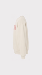 Sweatshirt Reverse Écru / Rose – vue de profil